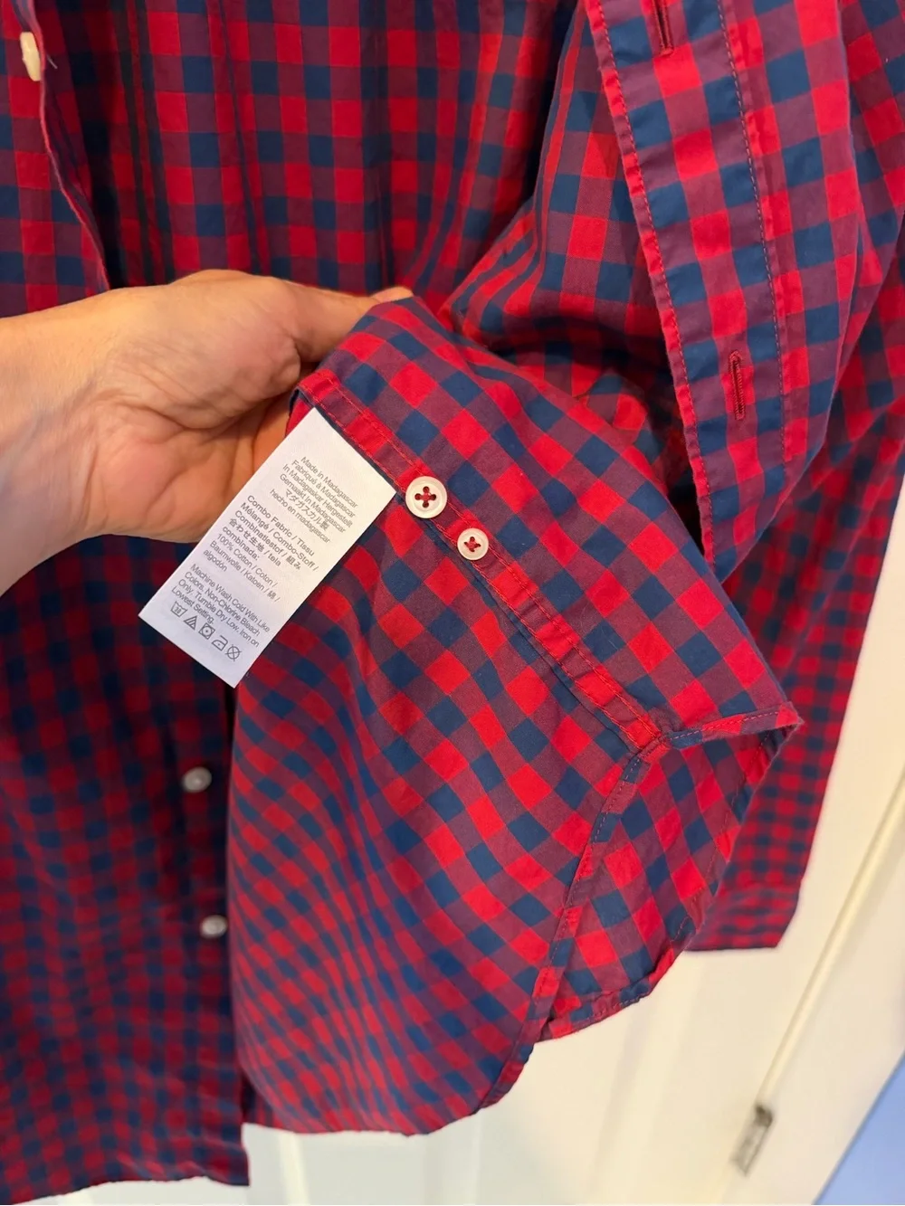 J. Crew Men’s Red & Royal Blue Check Button-Down Shirt